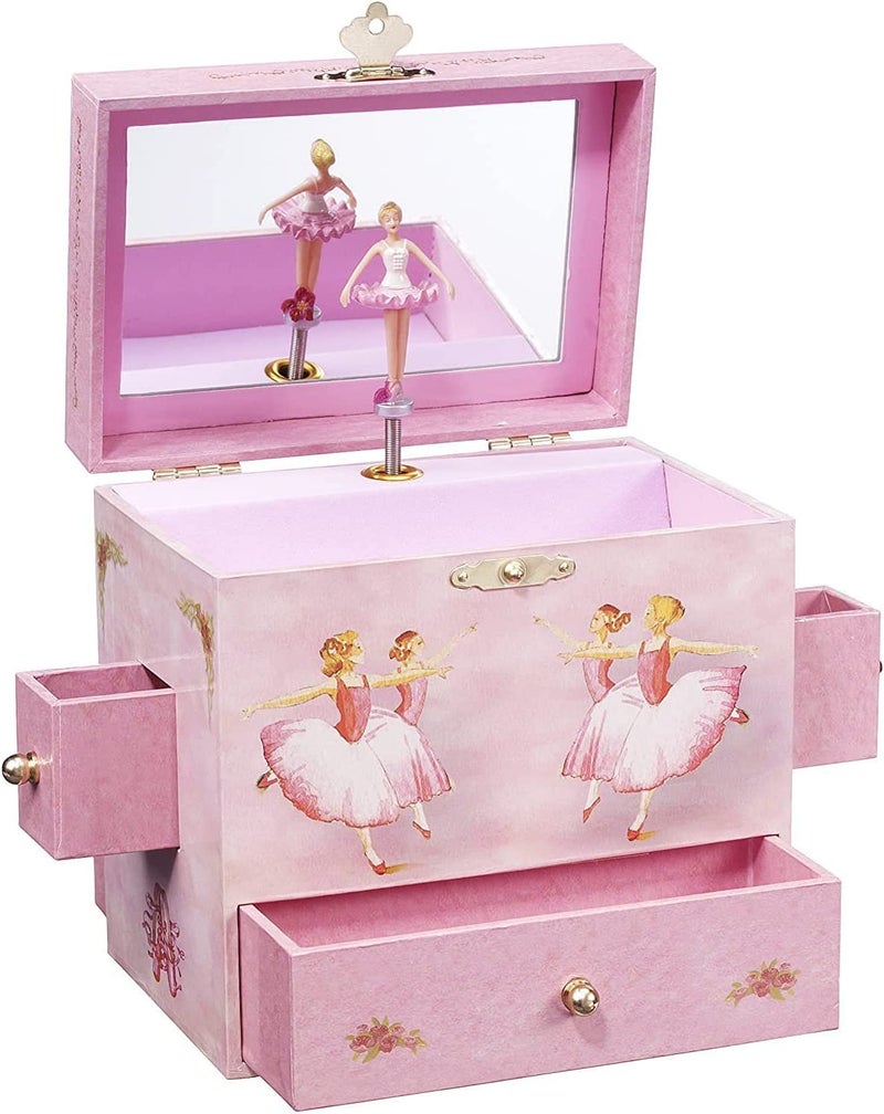 Enchantmints Ballerina Musical Jewelry Box Spins to "Swan Lake" 4 Drawer Treasure Storage - Image 1